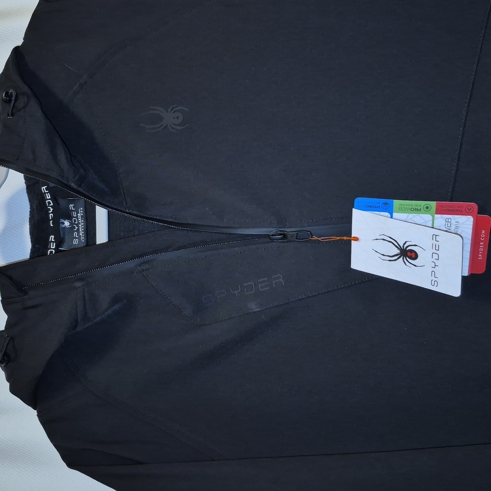 Spyder Full Zip Men's Hooded Black Jacket, Size Large - Picture 2 of 11